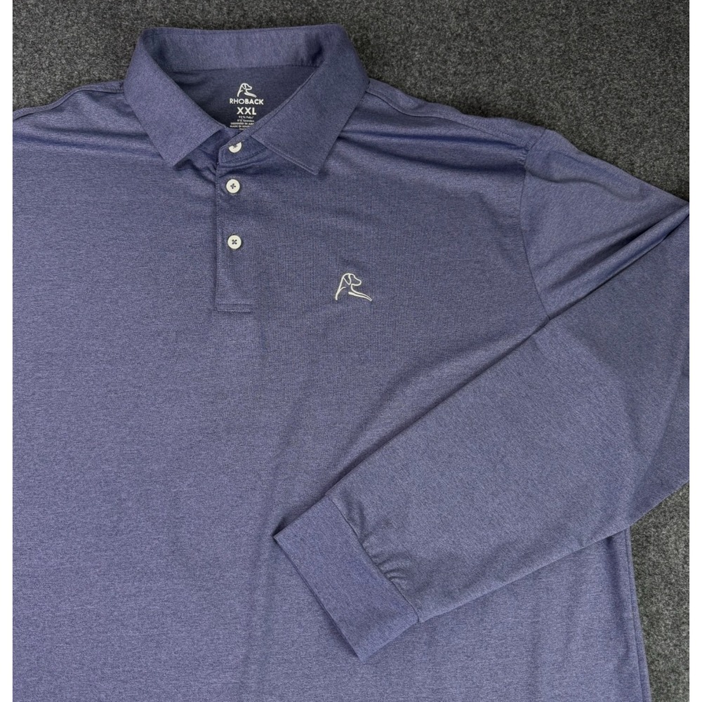 Rhoback The Heather Annapolis Navy Blue Solid Men's Performance Polo Size XXL 2X